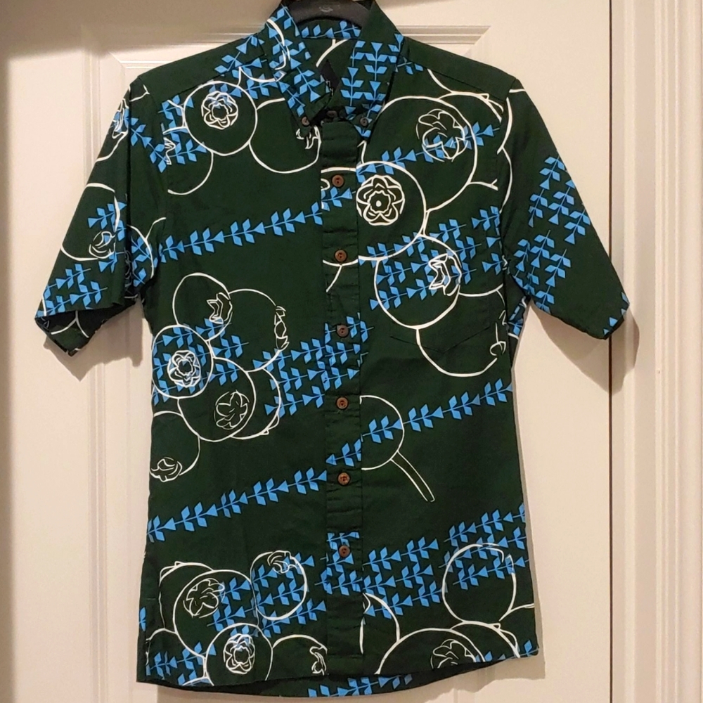 Sig On Smith Mens Aloha Shirt Button Up XS Green